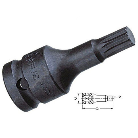 Genius Tools 4476T10 1/2"-os gépi dugókulcs fej, 12-szögű torx, M10 termék fő termékképe