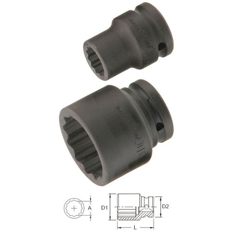 Genius Tools 655263 3/4"-os 12 lapú gépi dugókulcs fej, 63 mm termék fő termékképe