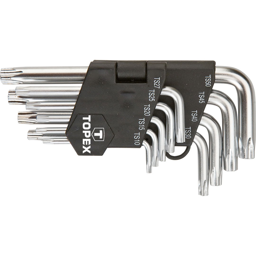 Topex 35D950 rövid, ötlapú, furatos kulcs készlet, CrV acél, 9 részes termék fő termékképe