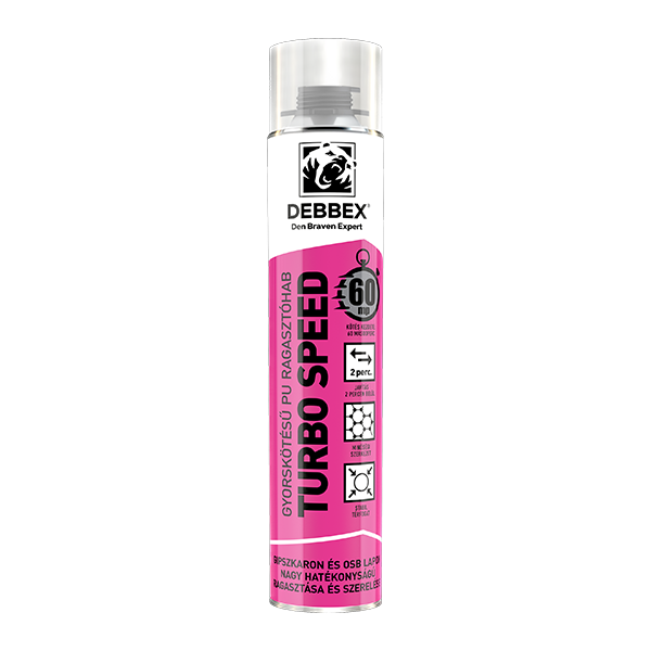 Den Braven TURBO SPEED gyorskötésű PU ragasztóhab, pisztolyos flakon, sárga, 750 ml termék fő termékképe