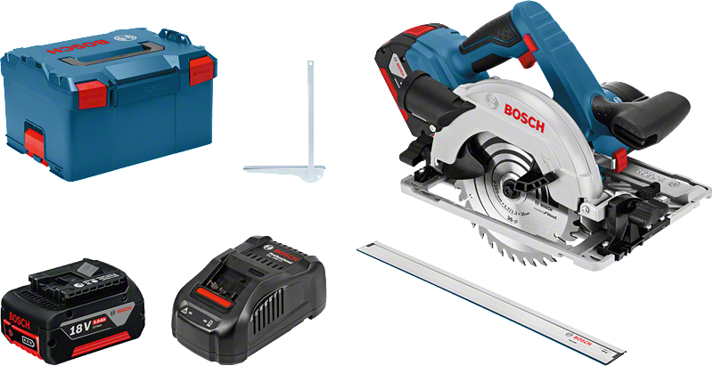 Bosch GKS 18V-57 G akkus kézi körfűrész vezetősínnel (2 x 5.0 Ah Li-ion akkuval) termék fő termékképe